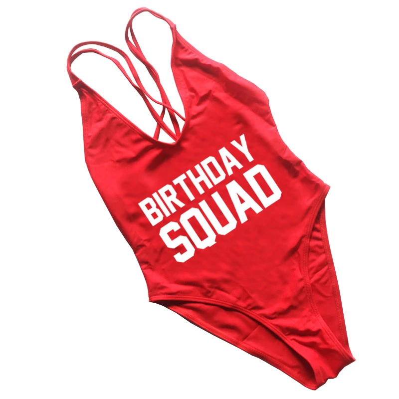 Swimsuit Women One Piece Swimwear Womens Swim wear Custom Letter Birthday Squad Bathing Suit Party Bodysuit Sexy Monokini