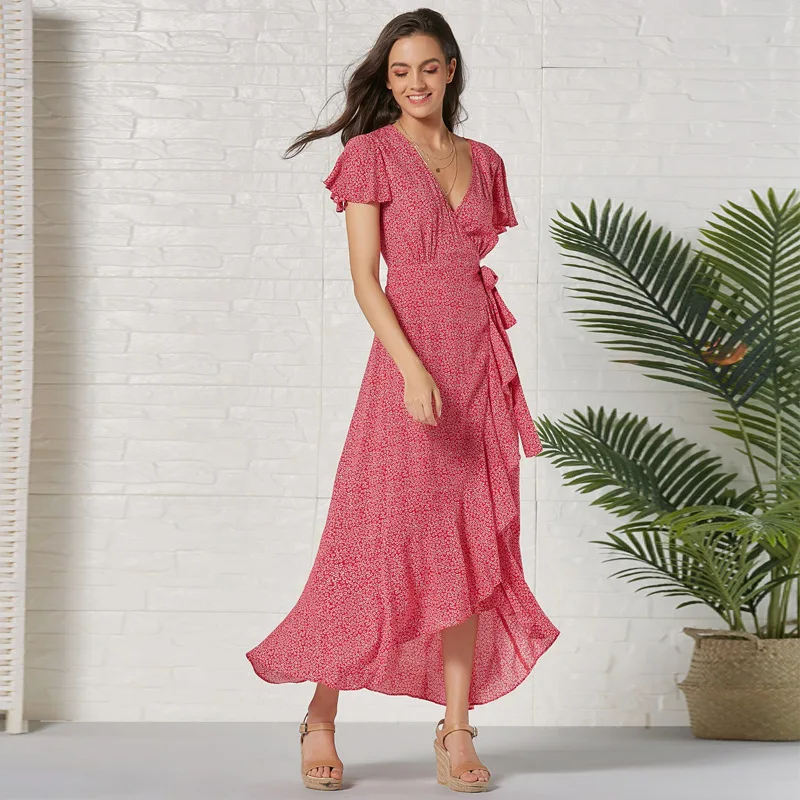 В Горошек богемное удобное женское платье 2019 весна лето хлопок Boho Макси платья