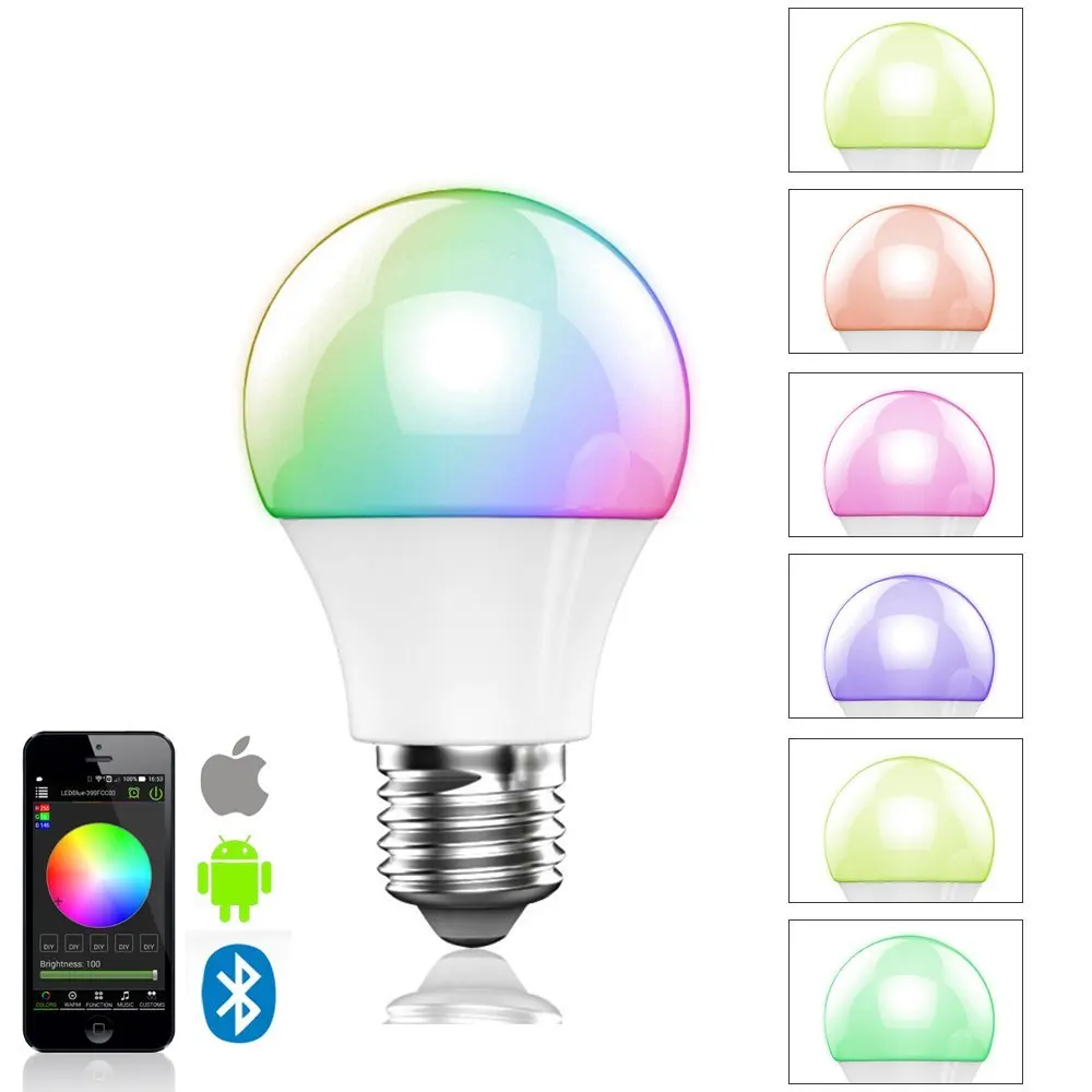 16000 Colors Change 4.5W E27 RGBW Wireless led light bulb Bluetooth 4.0