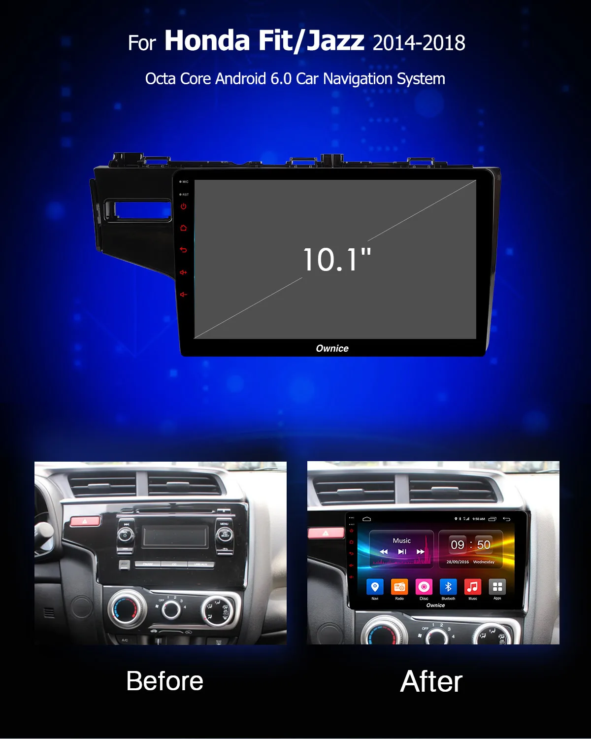 10 1 дюймов Ownice C500 + G10 android 8 dvd плеер автомобиля gps для HONDA FIT Jazz 2014 2018 автомобилей
