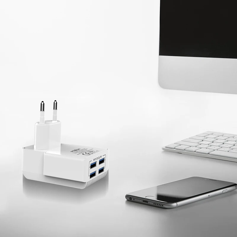 MOXOM شاحن يو اس بي 4 ميناء USB جدار شاحن السيارات ID الهاتف المحمول شاحن سريع شاحن آيفون سامسونج هواوي مع كابل يو اس بي