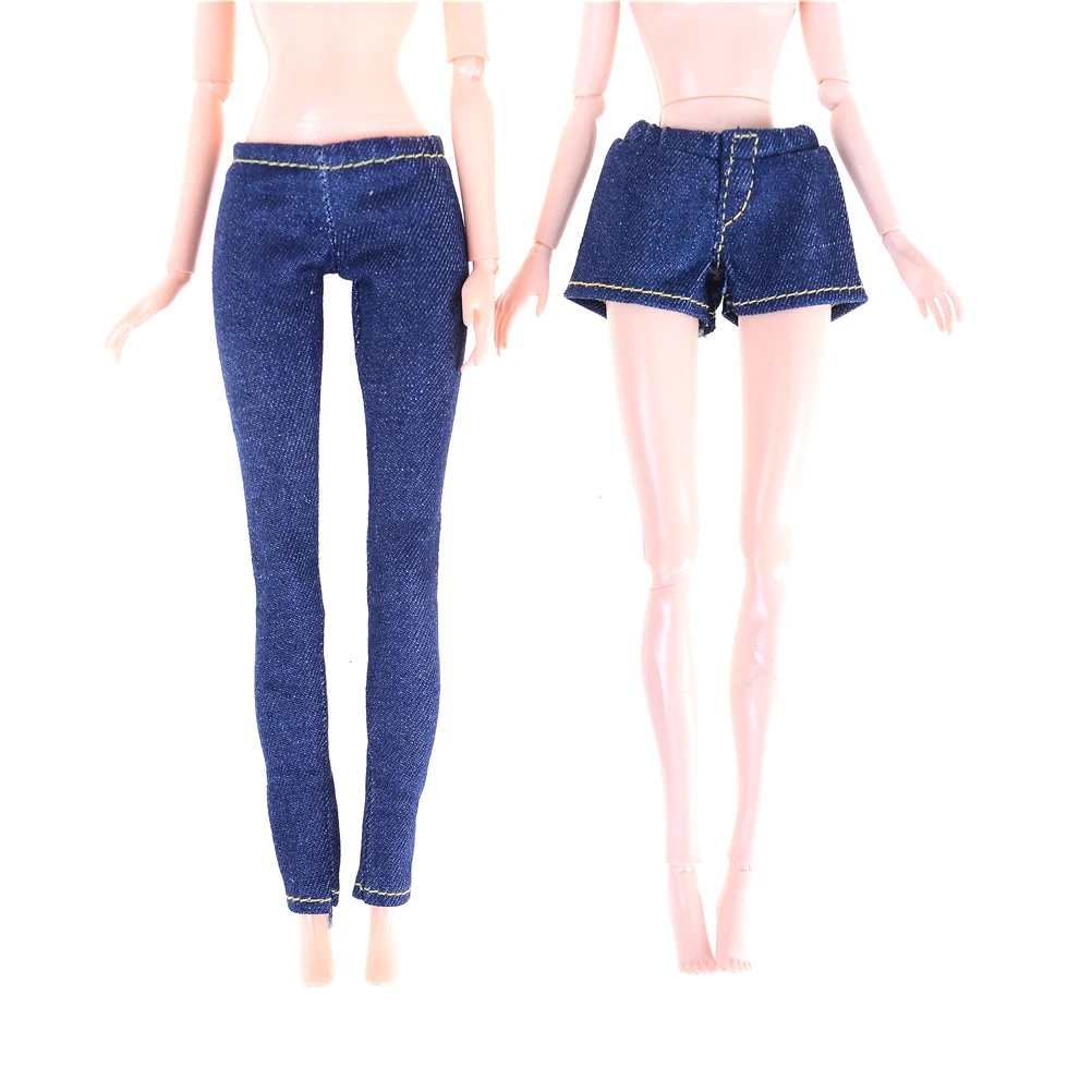 Fashion Outfit For Barbie Doll Elastic Jeans Bottoms Trousers Shorts Long Pants For Barbie Doll