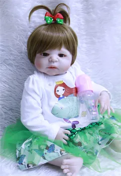 

22" 55cm Full silicone Vinyl newborn princess Toddler doll modeling Girls Birthday Gift Present Child Play House Toy bonecas