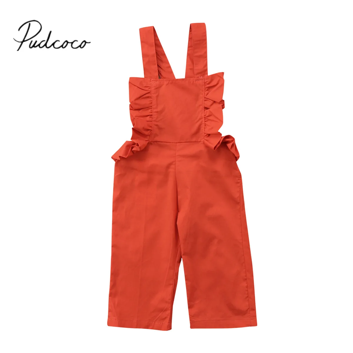 

2018 Brand New Toddler Infant Child Kid Baby Girls Wide Leg Trousers Strap Jumpsuit Romper Backless Sunsuit Ruffled Outfit 1-6T