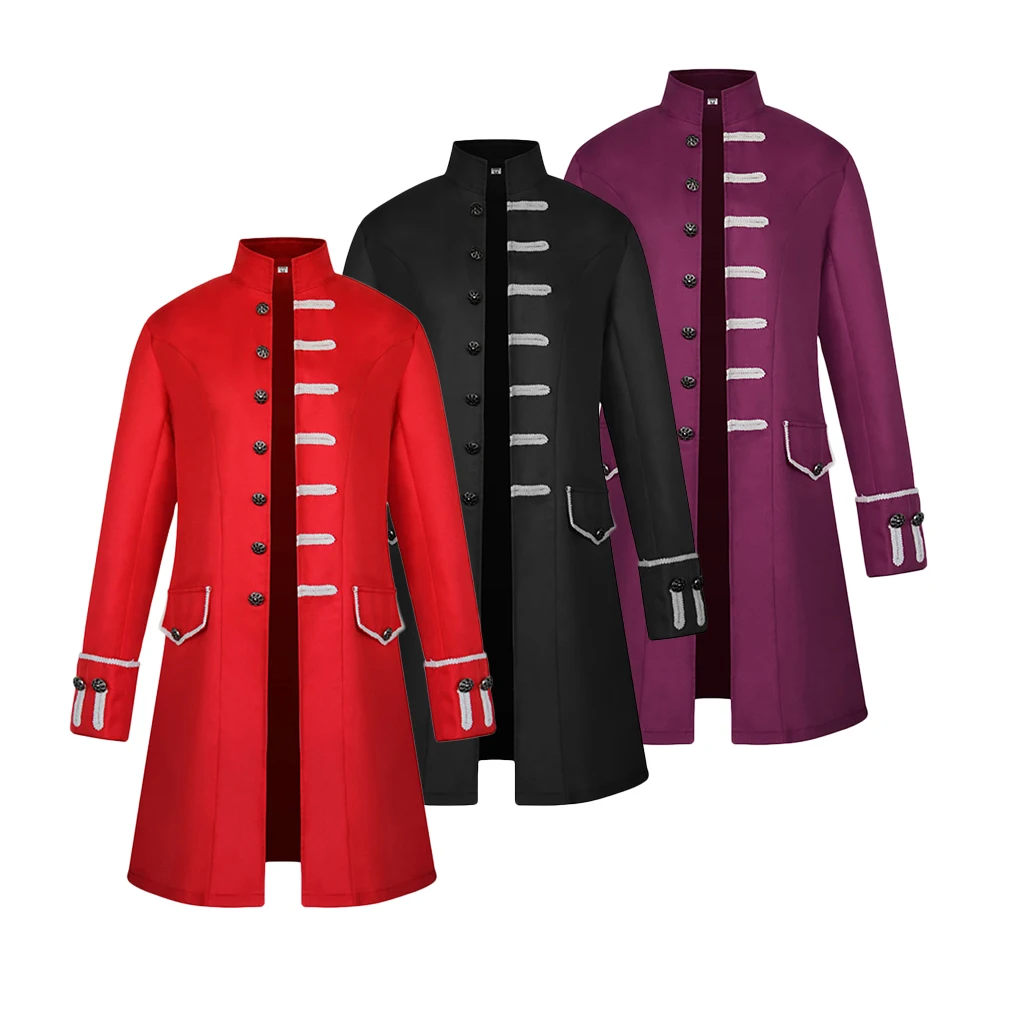 Men's Victorian Frock Coat Gothic Steampunk Jacket Vintage Tailcoat Cosplay Drama Playing Costume Overcoat