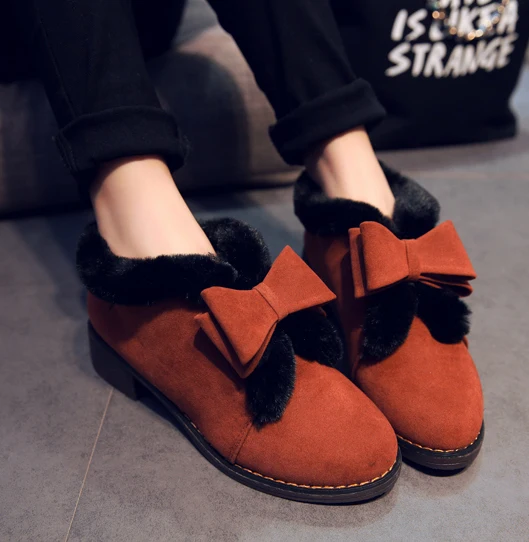2015 spring and winter bow flat matte new heavy-bottomed ladies boots plus thick velvet sale free shipping three days | Обувь