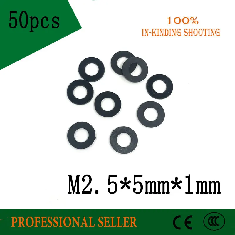 50pcs M2.5 x 5mm 1mm M2.5*5*1 mm Black B Nylon Flat Washer Plastic Insulation Plain Ring Gasket | Обустройство дома