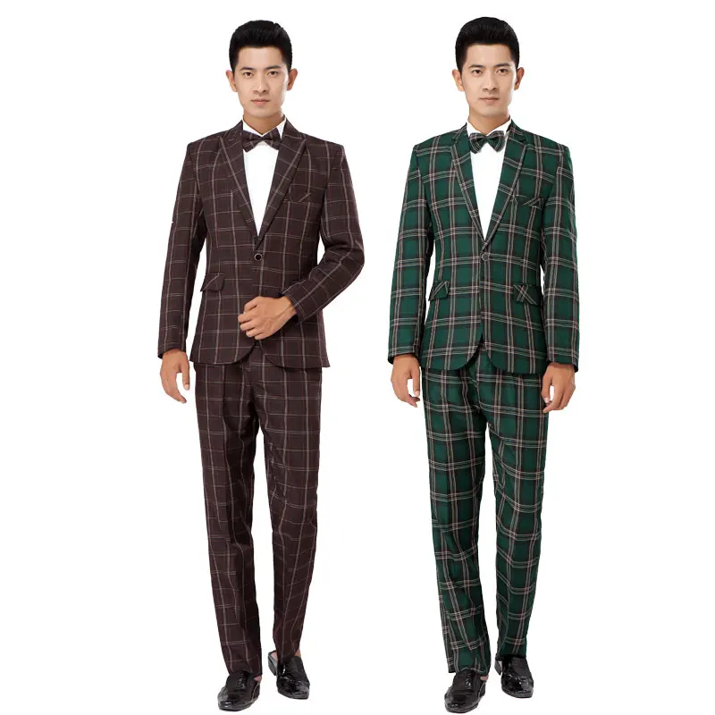 2016 new Photography suit men Korean version of Slim British style font b Tartan b font