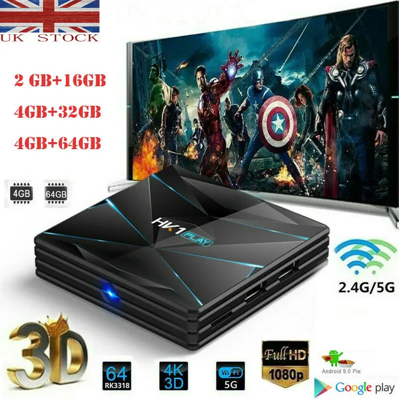 HK1 Plus Android 9.0 Smart TV Box 2+16G S905X2 Quad Core Dual WIFI 4K Set Top Box UK EU US AU
