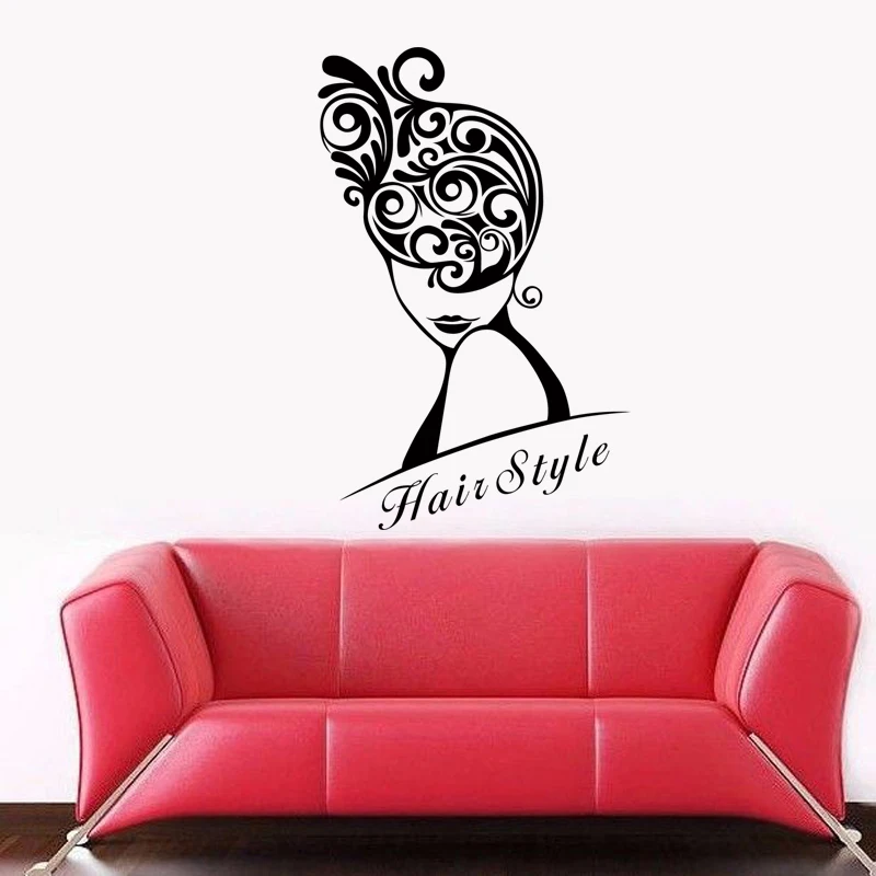 Hairdresser Sex Girls Lady Hair Salon Name Wall Sticker Hair