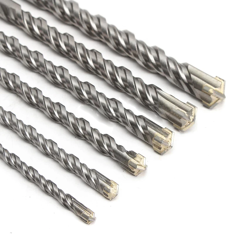 210mm 6/8/10/12/14mm SDS Plus Crosshead Twin spiral Hammer Drill Bits Woodwork Twist Round Shank Tw