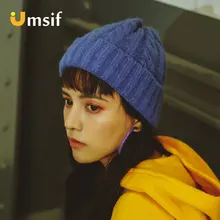 Женские одноцветные вязаные шапки бини из крученой шерсти, новинка, зимние женские теплые ветрозащитные шапки Skullies& Beanies, женские шапки