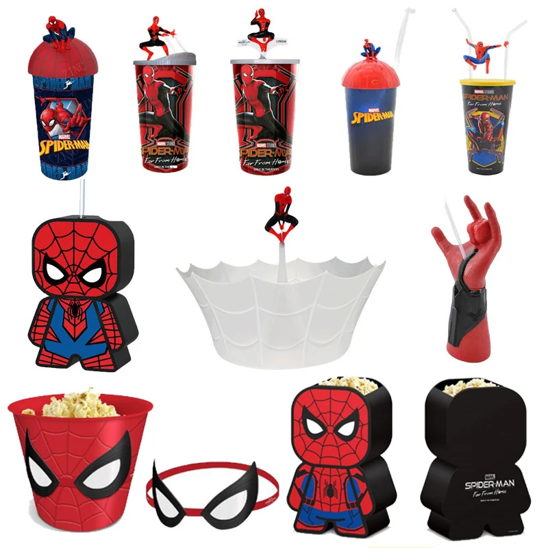 

Original Marvel Spider-Man: Far From Home Water Cup and Popcorn Bucket MCU Movie Heros Model Spider-man Toy Collectible Kid Gift