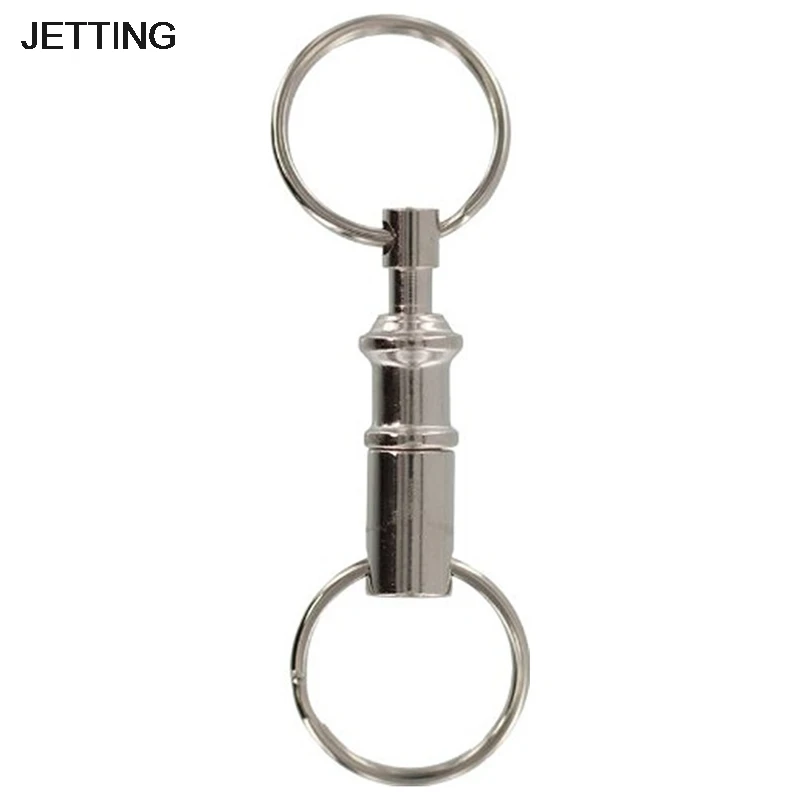 

1PC Quick Release Keychain Steel Chrome Plated Pull-Apart Key Rings Dual Detachable Key Ring Snap Lock Holder Removable Keyring