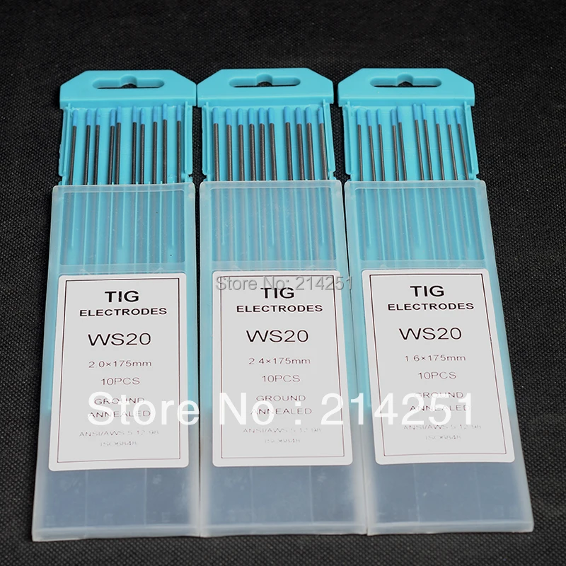 Composite Tungsten Electrode Ws20 Turquoise Tungsten Electrode 1.6mm*175mm / 1/16""*7" 10pc (1box)