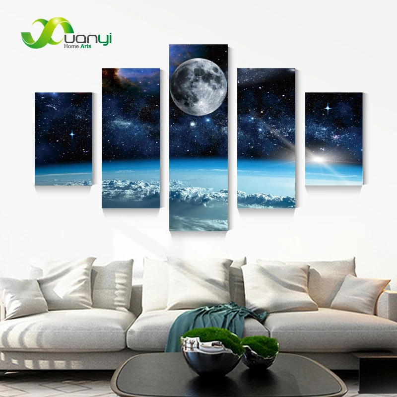 Tableau Moderne De Paysage Spatial Imprime 5 Panneaux Toile Peinture De La Terre Pour Salon Sans Cadre Xy284 Aliexpress