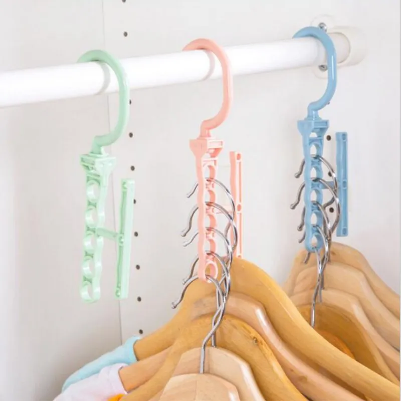 

5 Circle Hanger Organizer Anti Slip Buckle Clothes Storage Rack Plastic Multilayer Windproof Hanger Fixed Holder Colorful