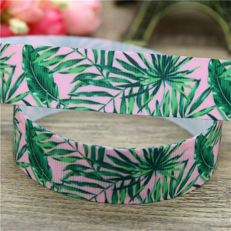 DHK 50 ярдов тропический лист Печатный grosgrain ленточный аксессуар украшение для