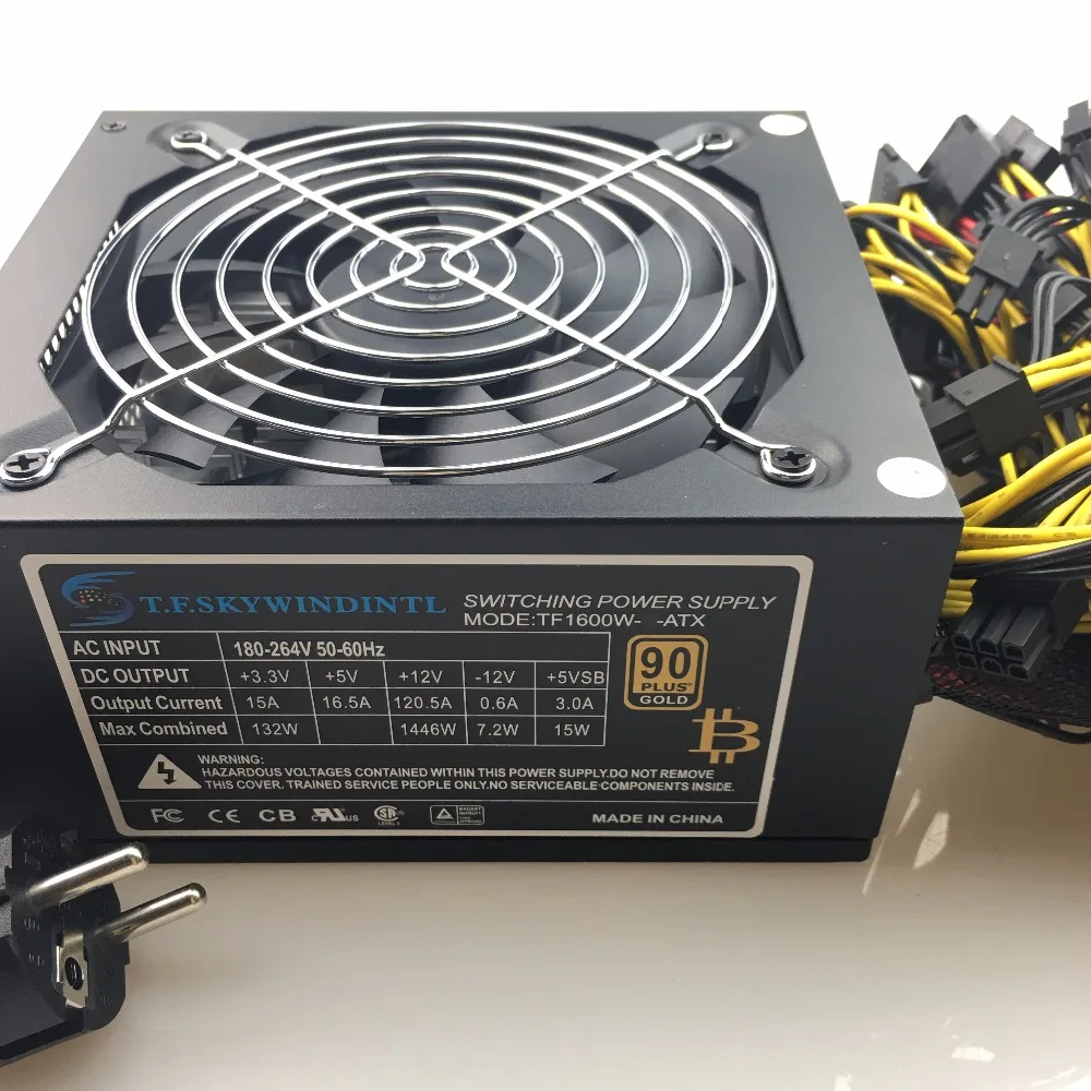 Блок питания для майнинга antminer pico psu asic Биткоин Майнер rx 470 580 570 rx480 atx btc 1600 Вт