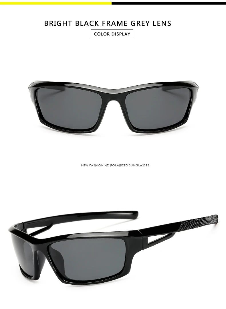 Мужские поляризованные солнцезащитные очки, квадратные солнцезащитные очки для вождения, мужские солнцезащитные очки, мужские Ретро спортивные роскошные брендовые дизайнерские солнцезащитные очки для мужчин - Цвет линз: black grey