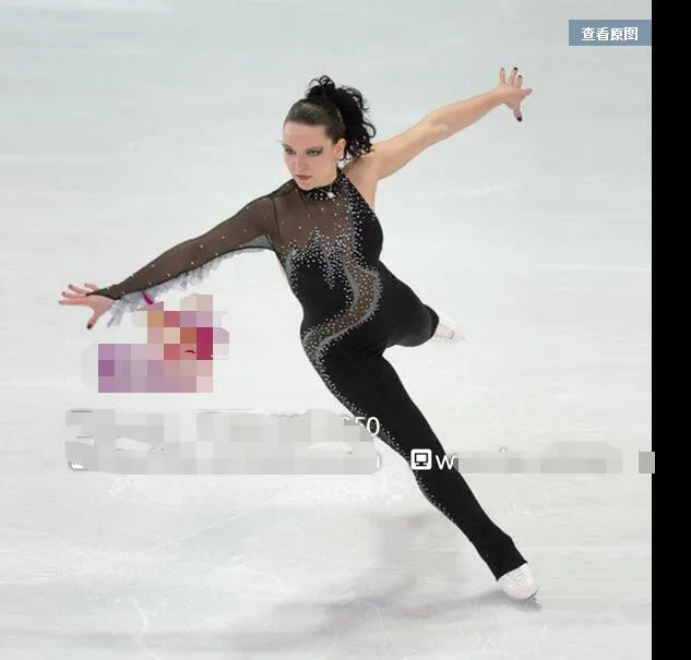 Abito Pattinaggio Artistico Donna - Costume Competizione Manica Lunga Con Strass - Foto 9