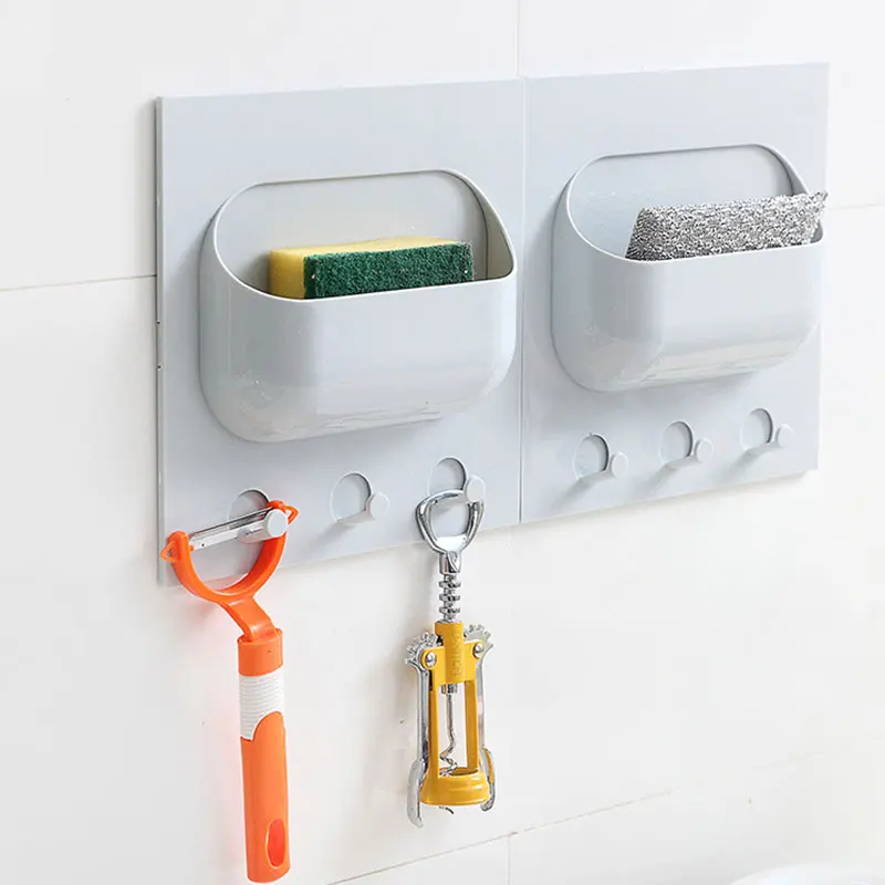 

Kitchen Seamless Strong Paste Plastic Racks Bathroom Living Room Multifunctional Suction Wall Rack Hook