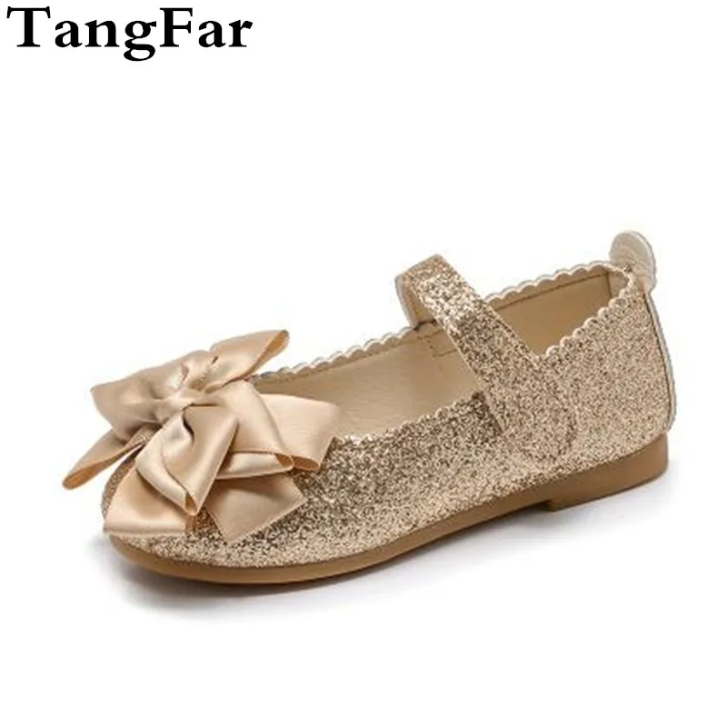

Spring Girls Bowtie Shiny Mary Jane Loafers Children Leather Elegant Wedding Shoes Flat Heel Moccasins