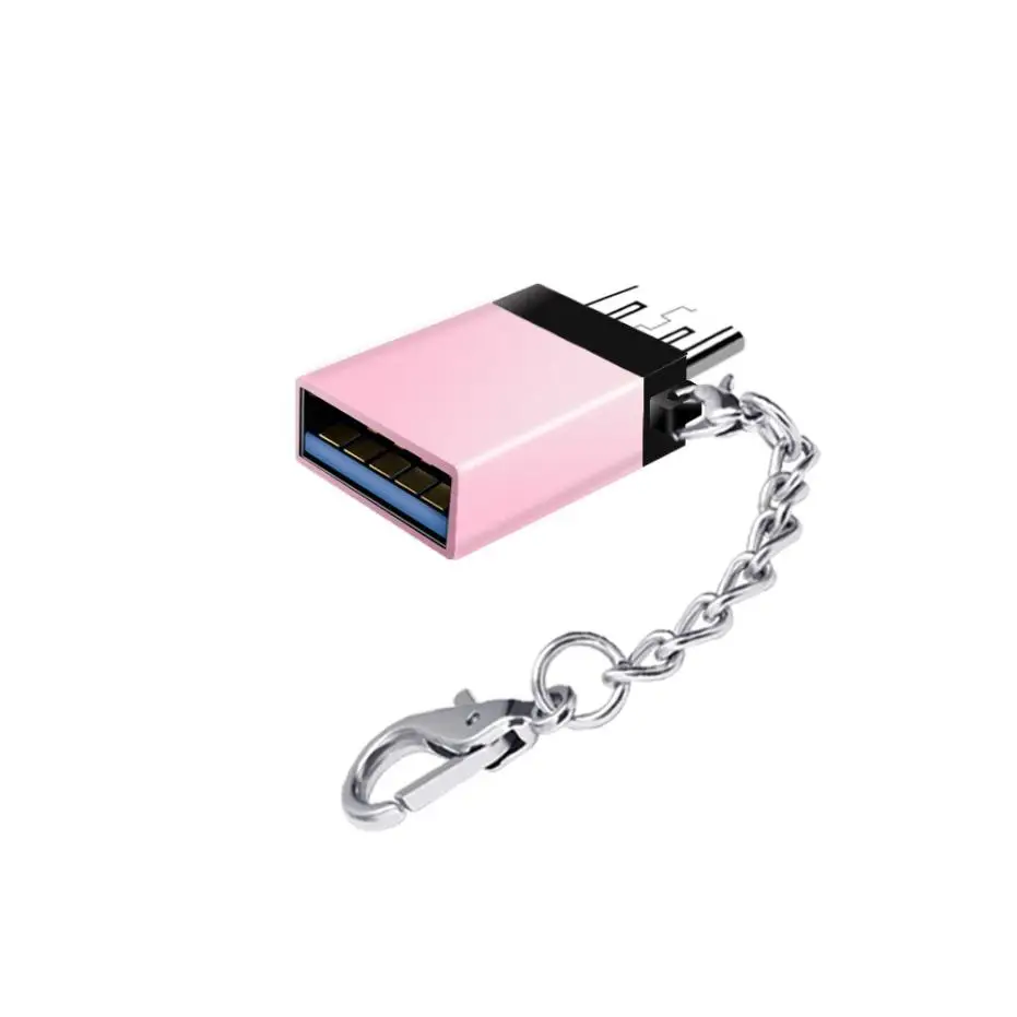 Микро USB к USB мини-адаптер OTG конвертер для Android смартфонов высокоскоростной OTG сертифицированные аксессуары для мобильных телефонов - Цвет: Pink