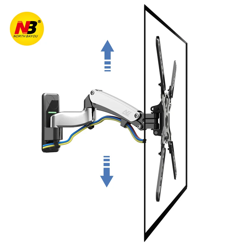 NB F450 газовая пружина 4"-50" светодиодный ЖК-телевизор настенный держатель для монитора с полным движением нагрузка на руку 17,6-35,2 фунта(8-16 кг) Макс. VESA 400*400 мм - Цвет: Silver