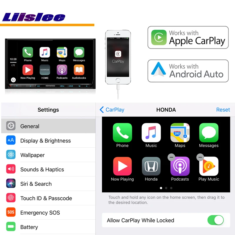 Liislee Android автомагнитолы в режиме реального времени для Apple iOS USB CarPlay iPhone Android Авто gps Navi навигационная система