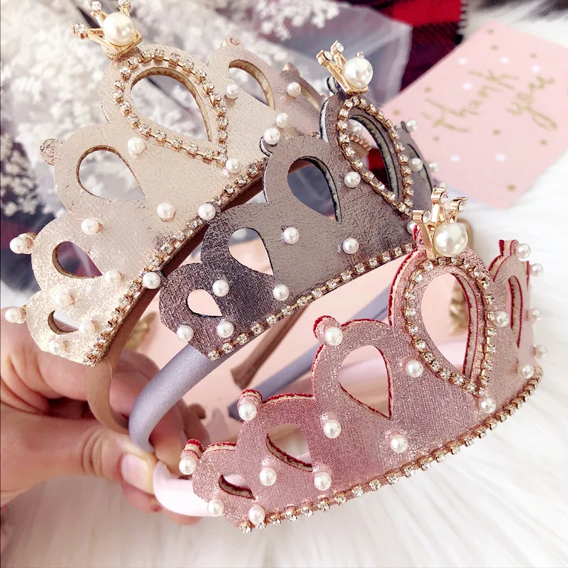

9pcs/set Pearl Crown Princess Hairbands Diamond Headband Girls Hair Hoop Performance Party Dance Headdress Hair Accessories
