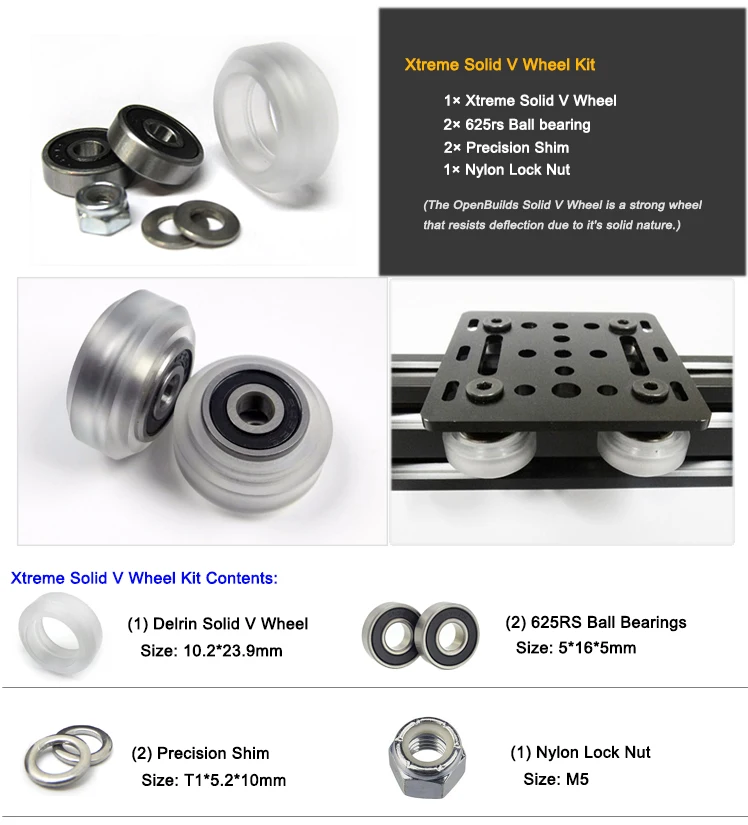 Поликарбонат супер прочный V колесо в сборе для Openbuilds V-Slot rail, OX CNC WorkBee CNC, V слот, сплошное колесо