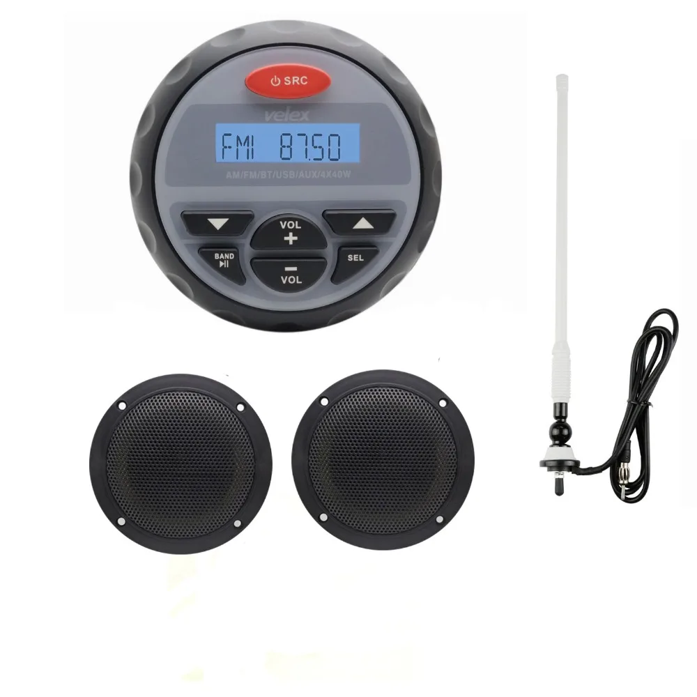4.5" Waterproof Marine Gauge Radio FM AM Audio Bluetooth Stereo +4'' 2