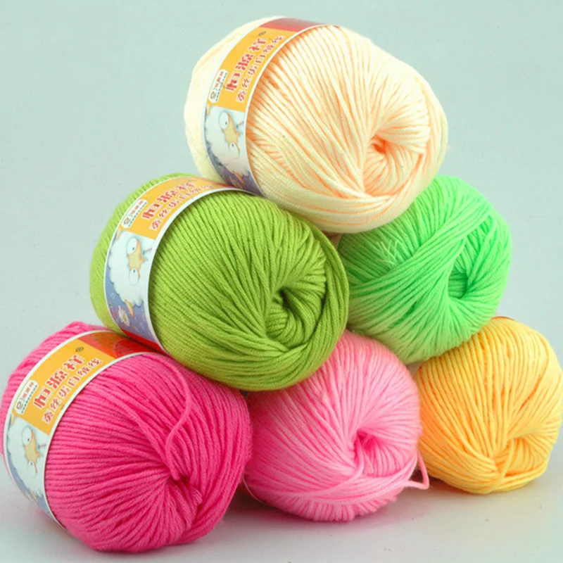 

8 Balls 400g/lot Soft Silk Fiber Cashmere Wool Yarns For Kids Eco-friendly Dyed Baby Yarn For Knitting