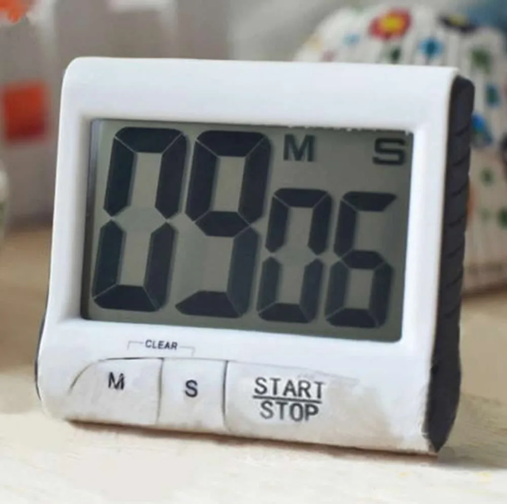 

Free Shipping New Large LCD Digital Kitchen Timer Count-Down Up Clock Loud Alarm White