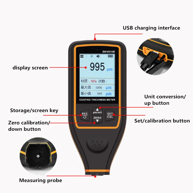 

Coating thickness gauge SW6310B Histogram data analysis Measurement data grouping Computer online data export