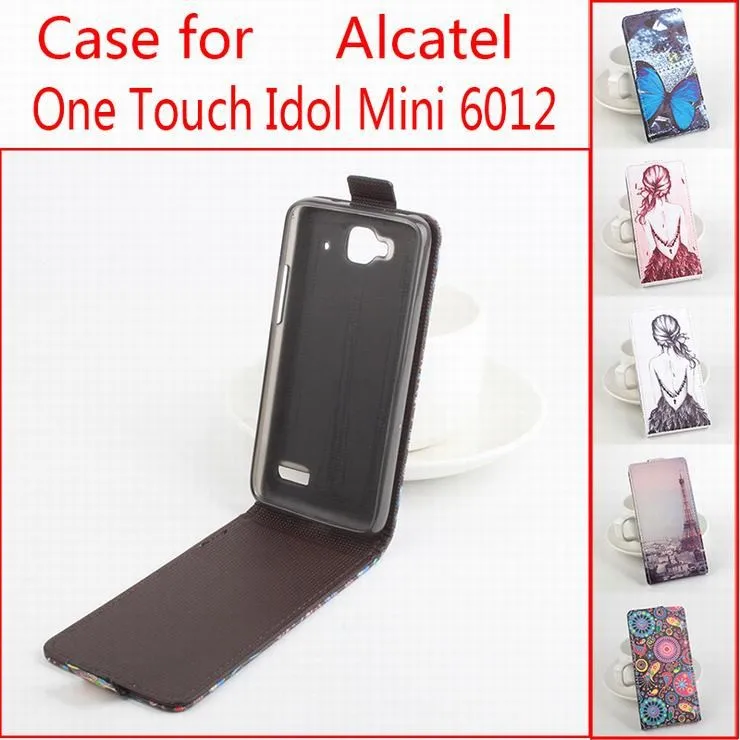 

5 Styles Original Painted Leather Case Alcatel One Touch Idol Mini 6012 6012A 6012X 6012W Flip Cover TCL S530t Case in Stock
