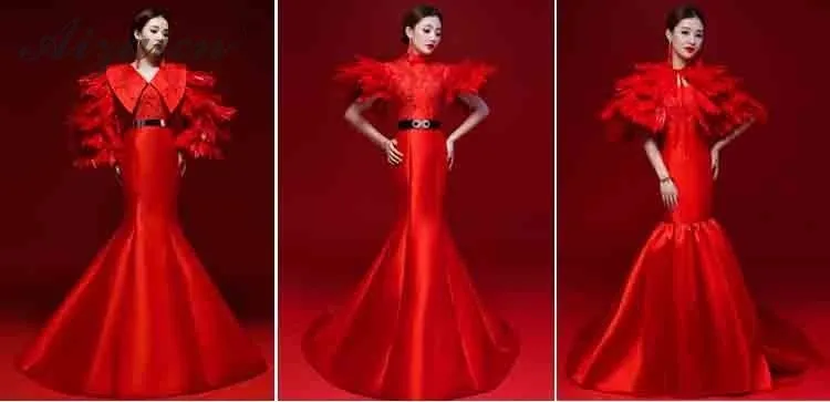 Красное атласное платье Cheongsam качественное платье Ципао современный китайский традиционный костюмы вечерние платья Oriental стиль шоу на