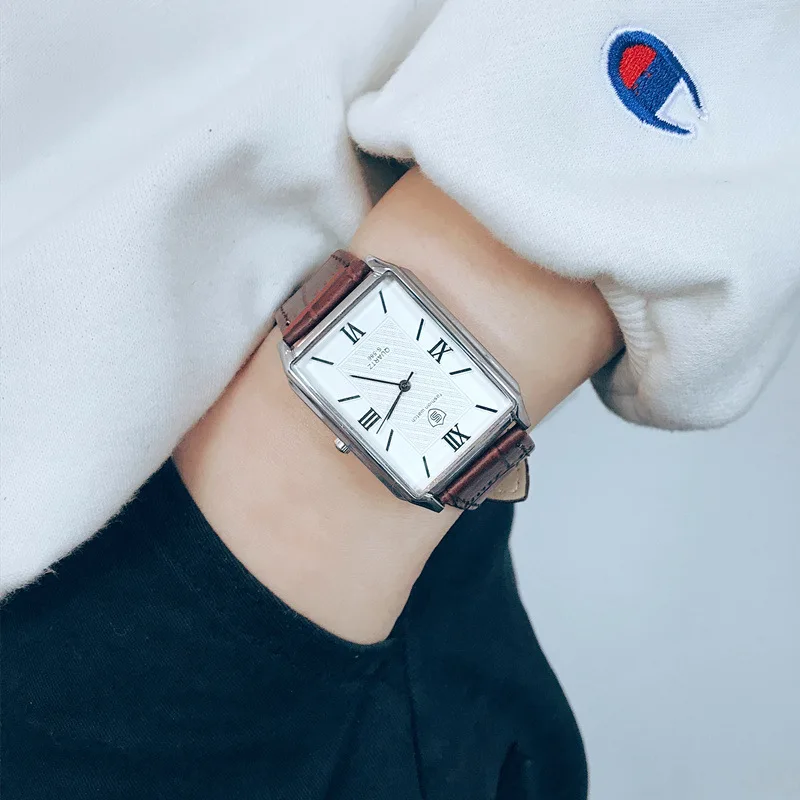 

Classical Retro Roman Creative Rectangle Men's Watches Man Dress Quartz Wristwatch Male Business Dress Watch Relogio Masculino