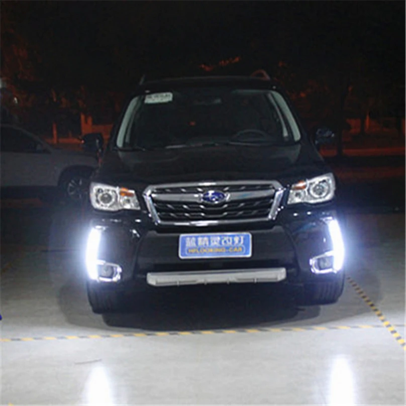 Автомобильная проблесковая для Subaru Forester 2013 светодиодный DRL Дневной светильник Водонепроницаемый желтый сигнал