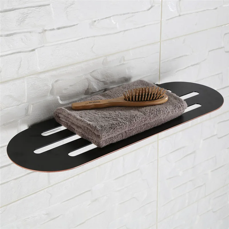 

AUSWIND bathroom shelf single layer solid stainless steel wall mounted black bathroom towel holder for cosmetic bottle holder