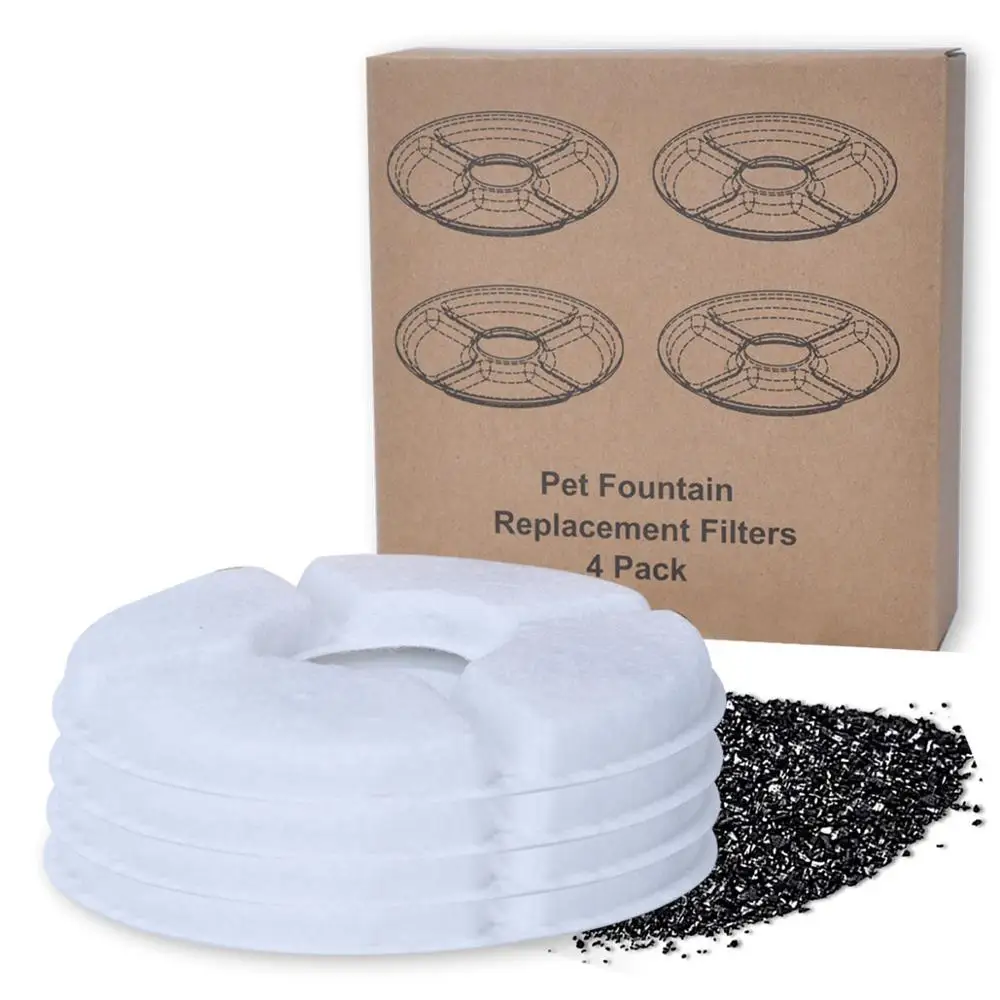 

DEWEL Pet Fountain Filters 4 Pack Cat Water Fountain Filter Premium Cat Carbon Replacement Filters for Cat Dog Flowers Fountain