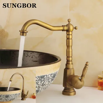

Bathroom Sink Faucet Antique Bronze 360 Degree Turn Basin Faucet Water Tap Single Handle Cold and Hot Water AL-7156F