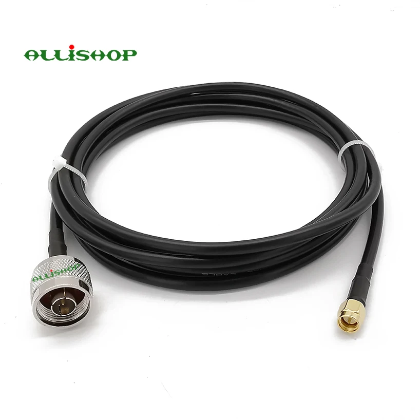 SMA Male to N Male antenna extension cable 16' low loss RG-58 dual shielded USA