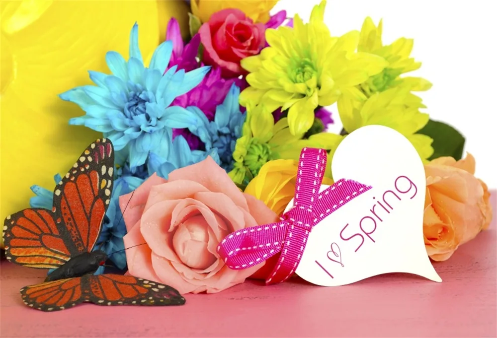 

Laeacco Spring Flowers Butterfly Photography Backgrounds Customized Photographic Backdrops For Photo Studio
