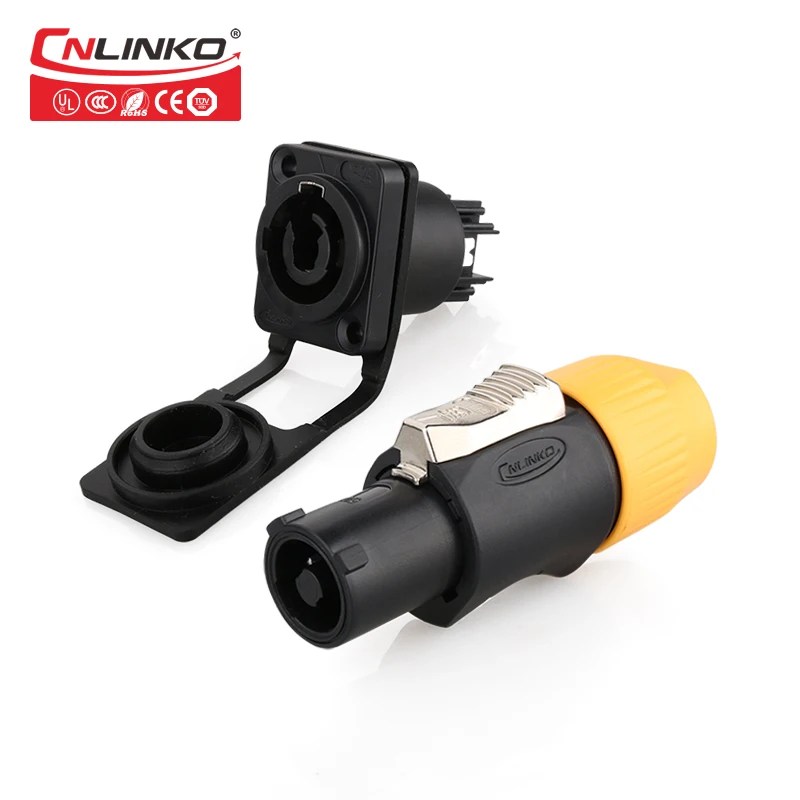 

M24 Quick Locking 3 Pin 20A Waterproof IP65 Power Powercon Panel Cable Connector For LED Display And Other Equipment