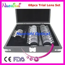 Высший сорт небольшой набор объективов с 68 шт пробные линзы Блестящий металлический обод кожаный чехол упакован 68L-JSA Самая низкая