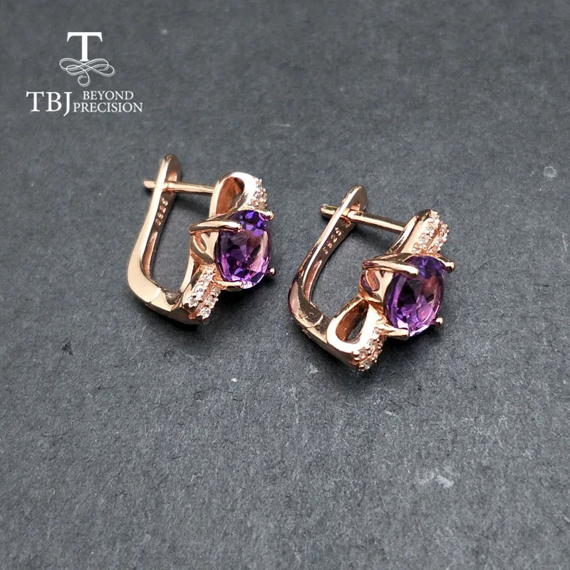 Женские серьги с аметистом TBJ Подарочные ювелирные украшения натуральными