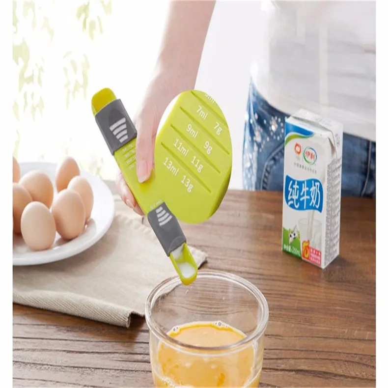  measure cup Double End Eight Stalls Adjustable Scale Measuring Spoons Metering Spoon baking tool Kitchen  (6)