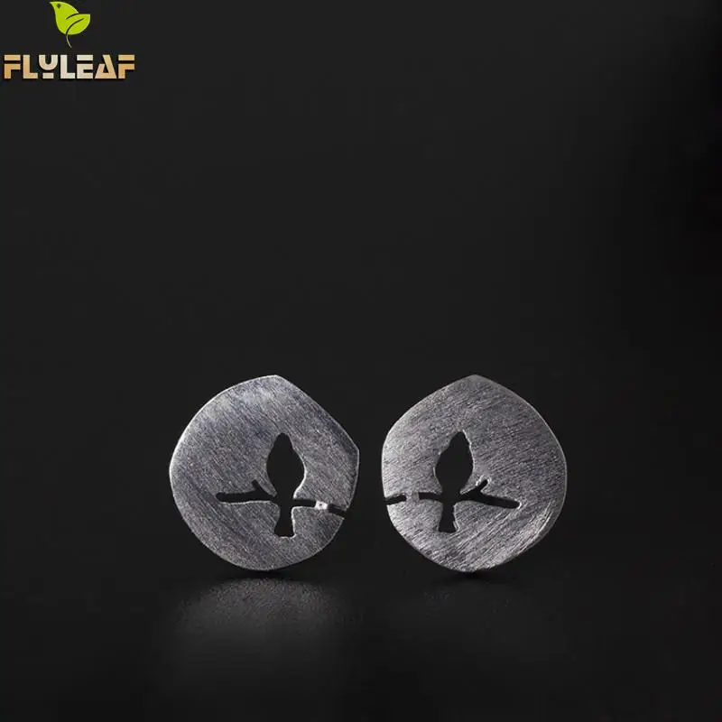 Flyleaf 100% Стерлинговое Серебро 925 пробы матовые ветки дерева серьги гвоздики в виде